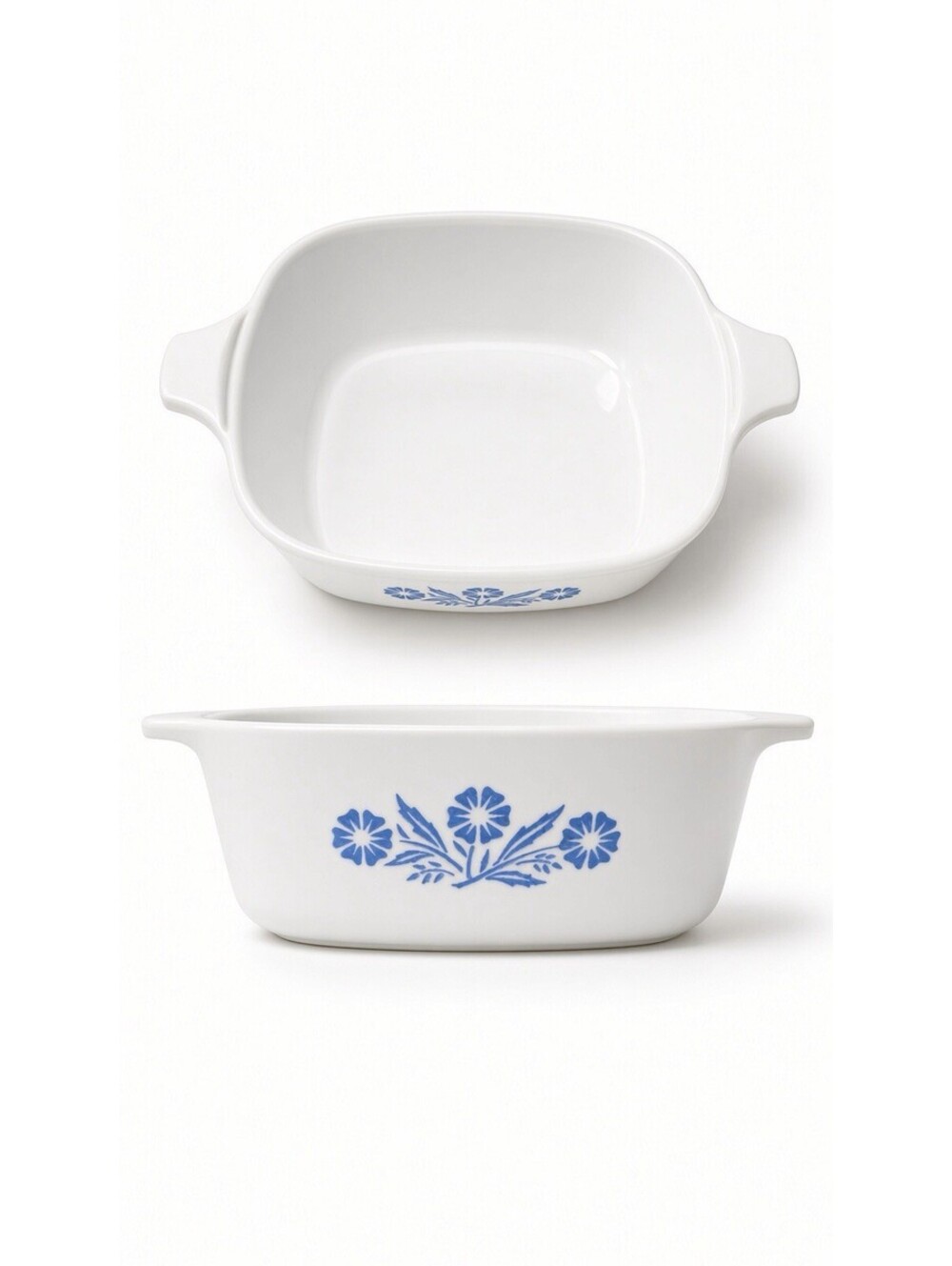 Vintage Corning Ware P-41 Petite Pan Blue Cornflower Set of 2 USA No Lid